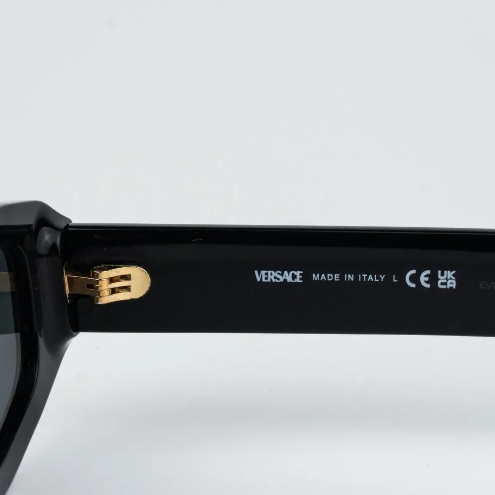 Versace Men Sunglasses Black Dark Grey Rectangle VE4487 GB1/87 NEW AUTHENTIC